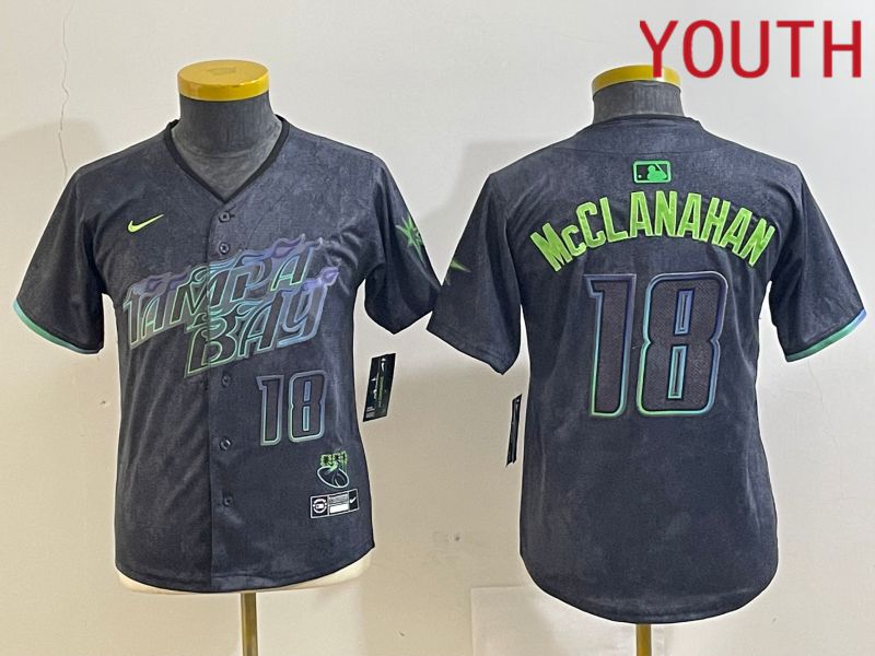Youth Tampa Bay Rays 18 Mcclanahan Black City Edition 2024 Nike MLB Jersey style 5